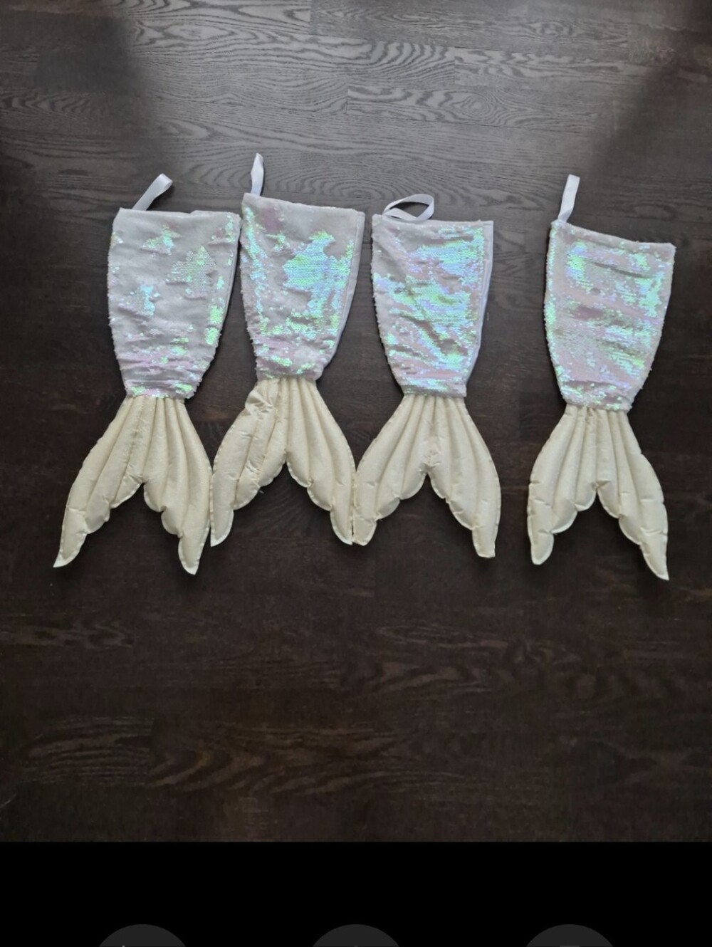 Lot Of 4 NWOT Kids Sequin Mermaid Tail Stocking - Iridescent Pink & Cream